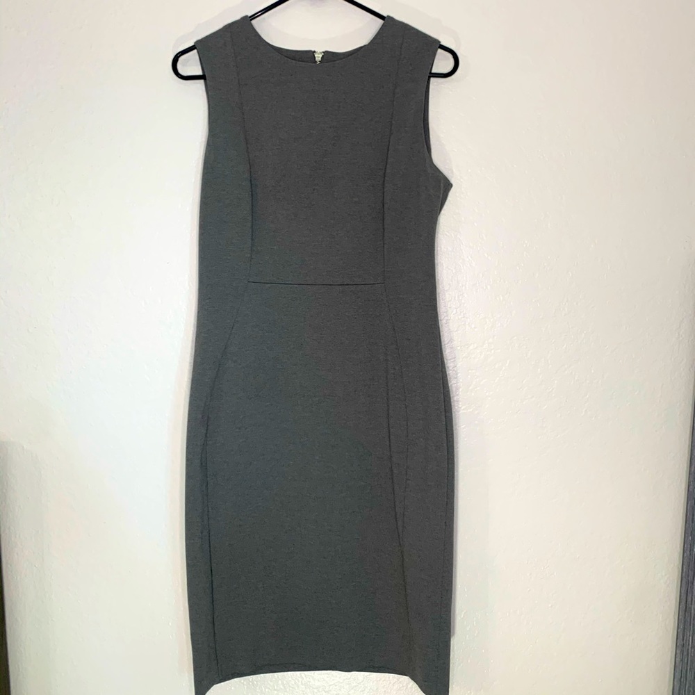 Gray Classic Midi Work Dress